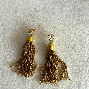 JCrew gold beaded tassel earrings